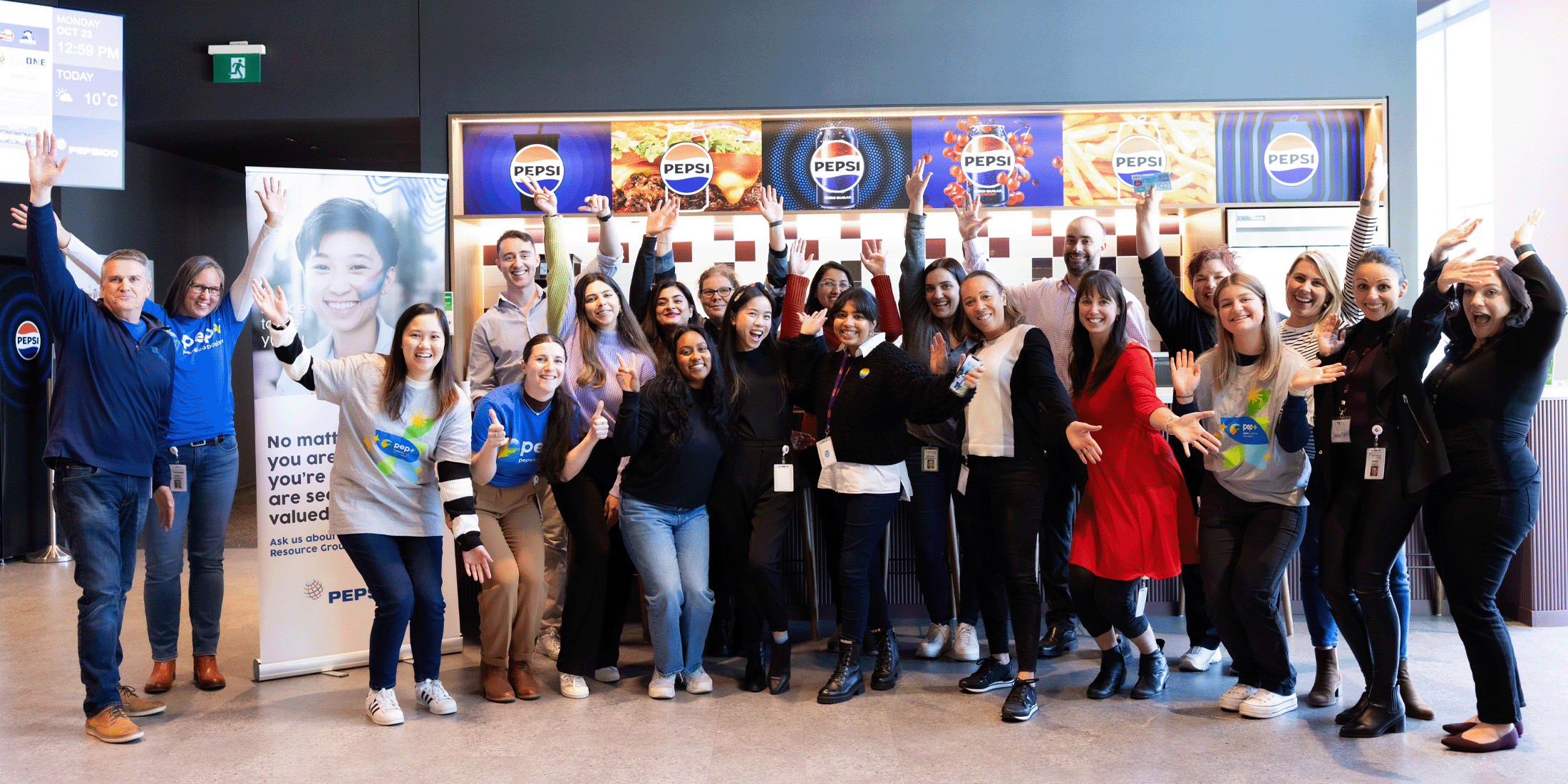 Group of employees cheering